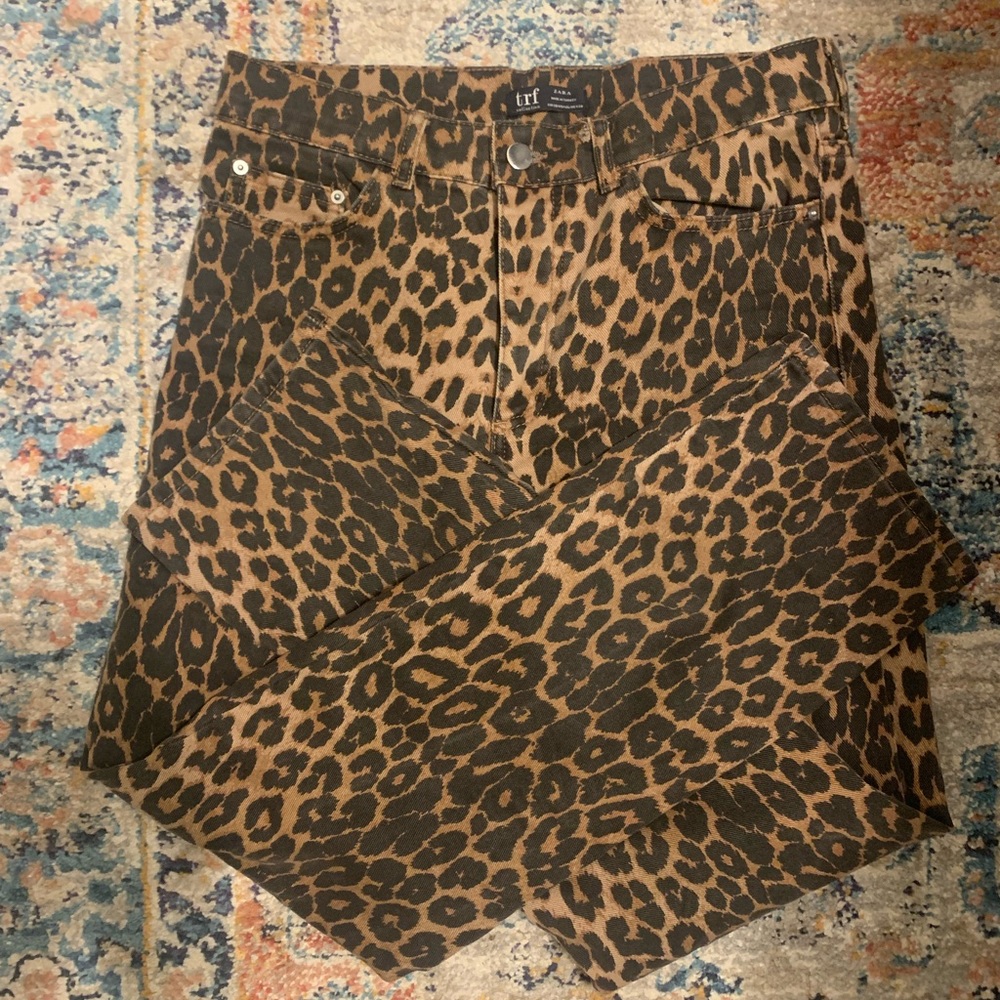 Zara TRF leopard denim